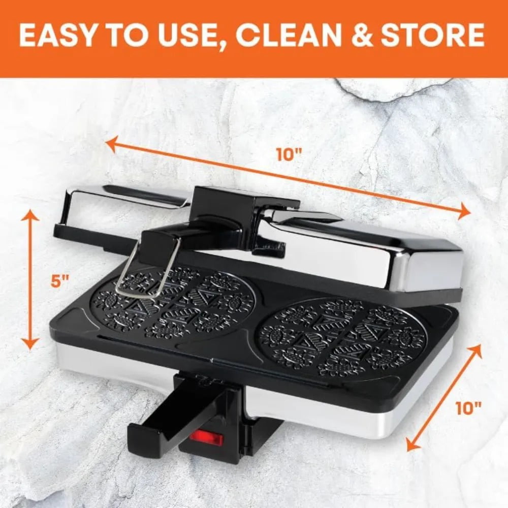MasterChef Krumkake Baker-Make 2 Homemade Pizzelle Like Cookies, Great for Cannoli Filling & Waffle Cones, Fun Nonstick Electric Iron Press Kitchen Appliance-Home Made Treats - Great Gift for Bakers