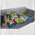 thumbnail image 6 of Birthday Party Soft Flannel Fleece Blanket, Rainbow Colored Happy Birthday Words Typography on Blue Color Backdrop Print, Cozy Plush for Indoor and Outdoor Use, 60" x 80", Multicolor, by Ambesonne, 6 of 6