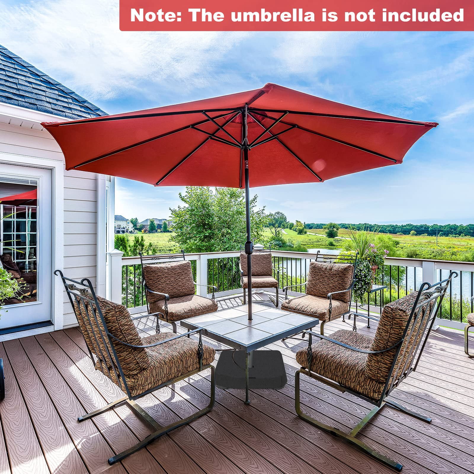 Giantex 200lbs Filled Umbrella Base with 2 Sandbags, Adjustable Knobs, All-Weather Cover, Fit for Poles up to 1.9", Large Outdoor Umbrella Stand Holder for Market Poolside Patio Table Umbrella