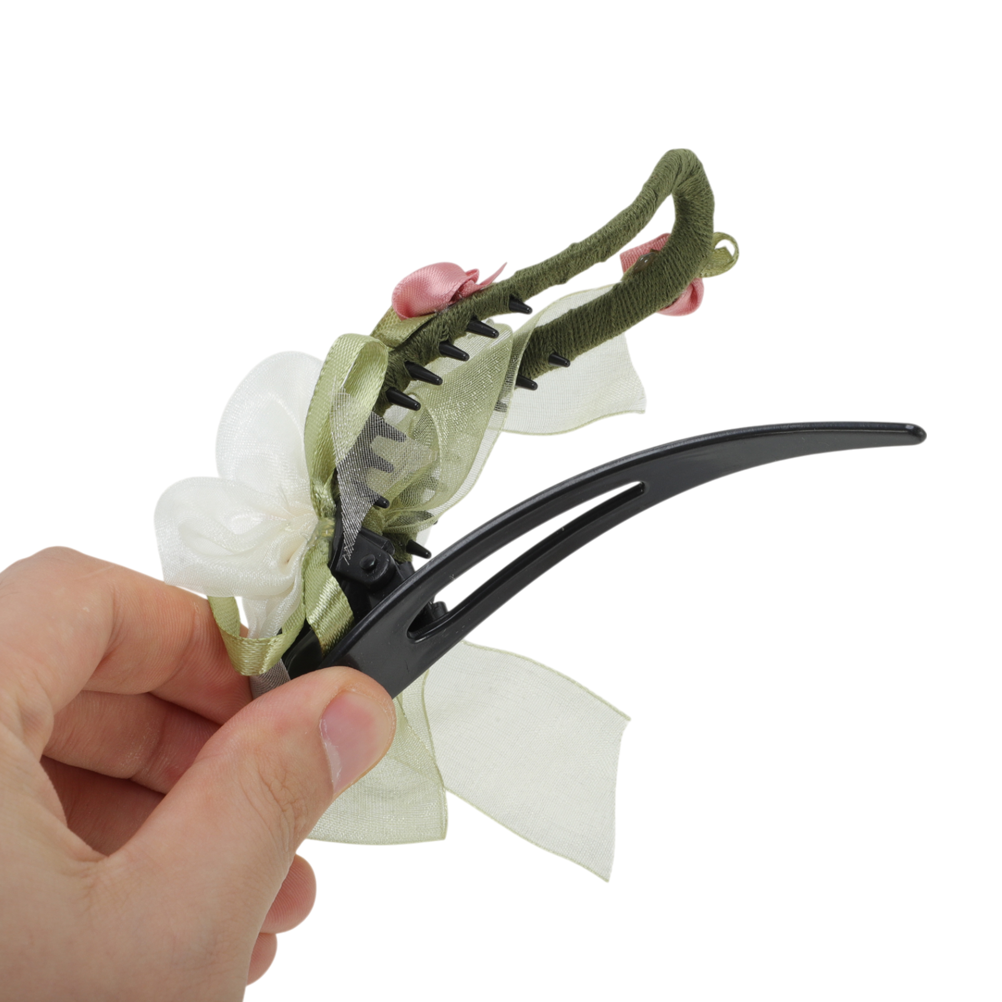 Unique Bargains 2Pcs Rose Flowers Hair Clip Set in Green