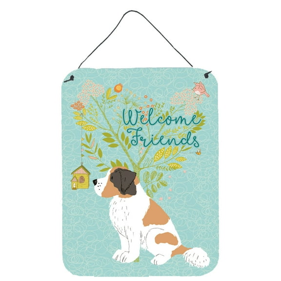 Carolines Treasures BB7599DS1216 Welcome Friends Saint Bernard Wall or Door Hanging Prints 12x16 multicolor