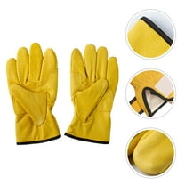 LULULION 1 Pair Protective Gloves for Mechanical Work Leather Yellow Anti-slip Function