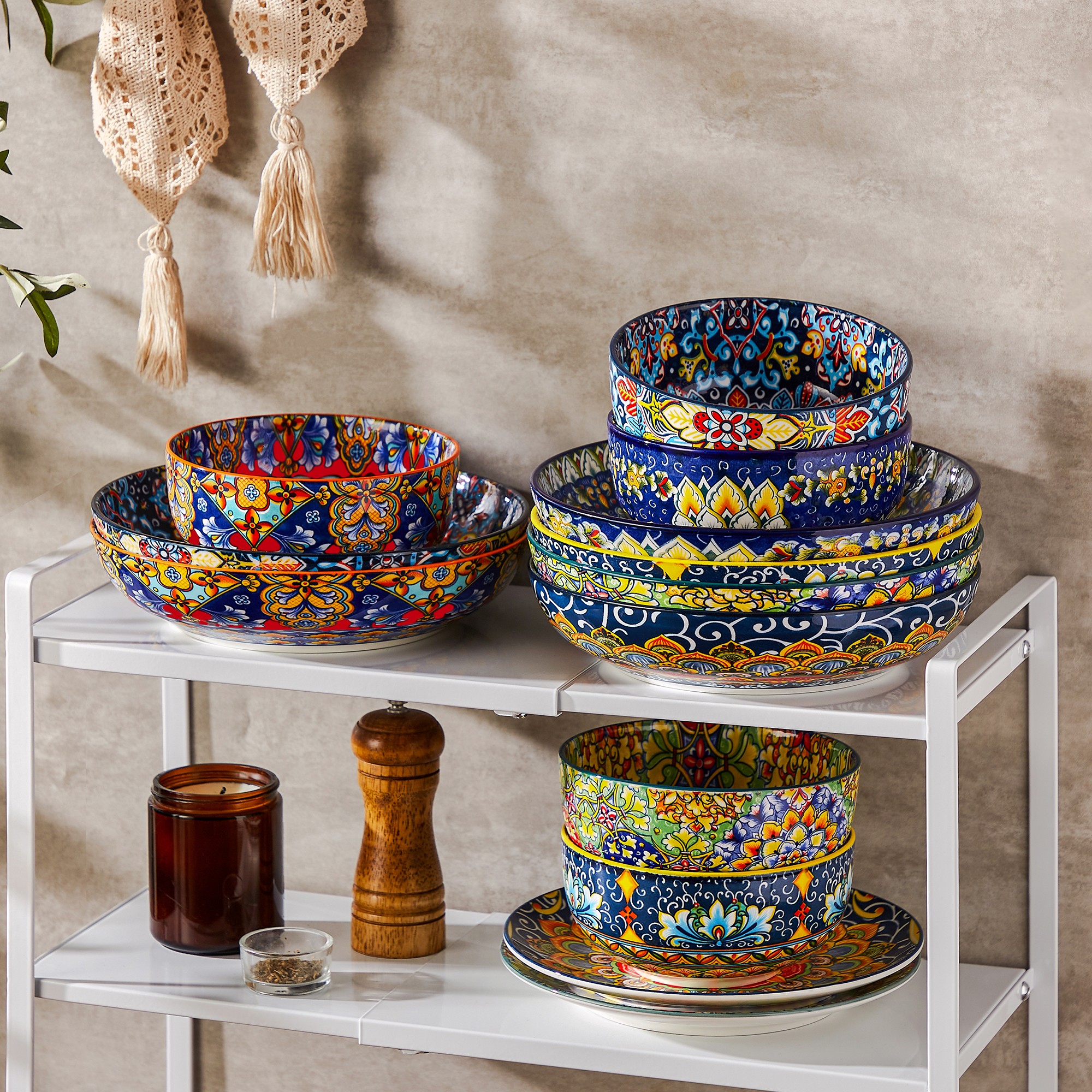 Vancasso 6-Piece Ceramic Pasta Bowl Set, Multicolor photo 8