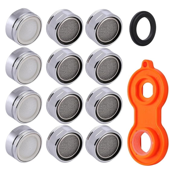 M24 Sink Aerator Replacement Kit 12 PCS Brass Aerators with Wrench for Kitchen & Bathroom Faucets
