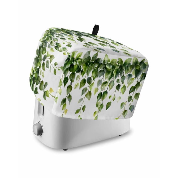 Fsddascl Green Leaves Small Toaster Cover 2 Slice, Kitchen Appliance Covers, Farmhouse Pastoral Simple Leaf Vines Toaster Oven Cover with Loop, Bread Machine Cover Polyester Dust Cover Protection