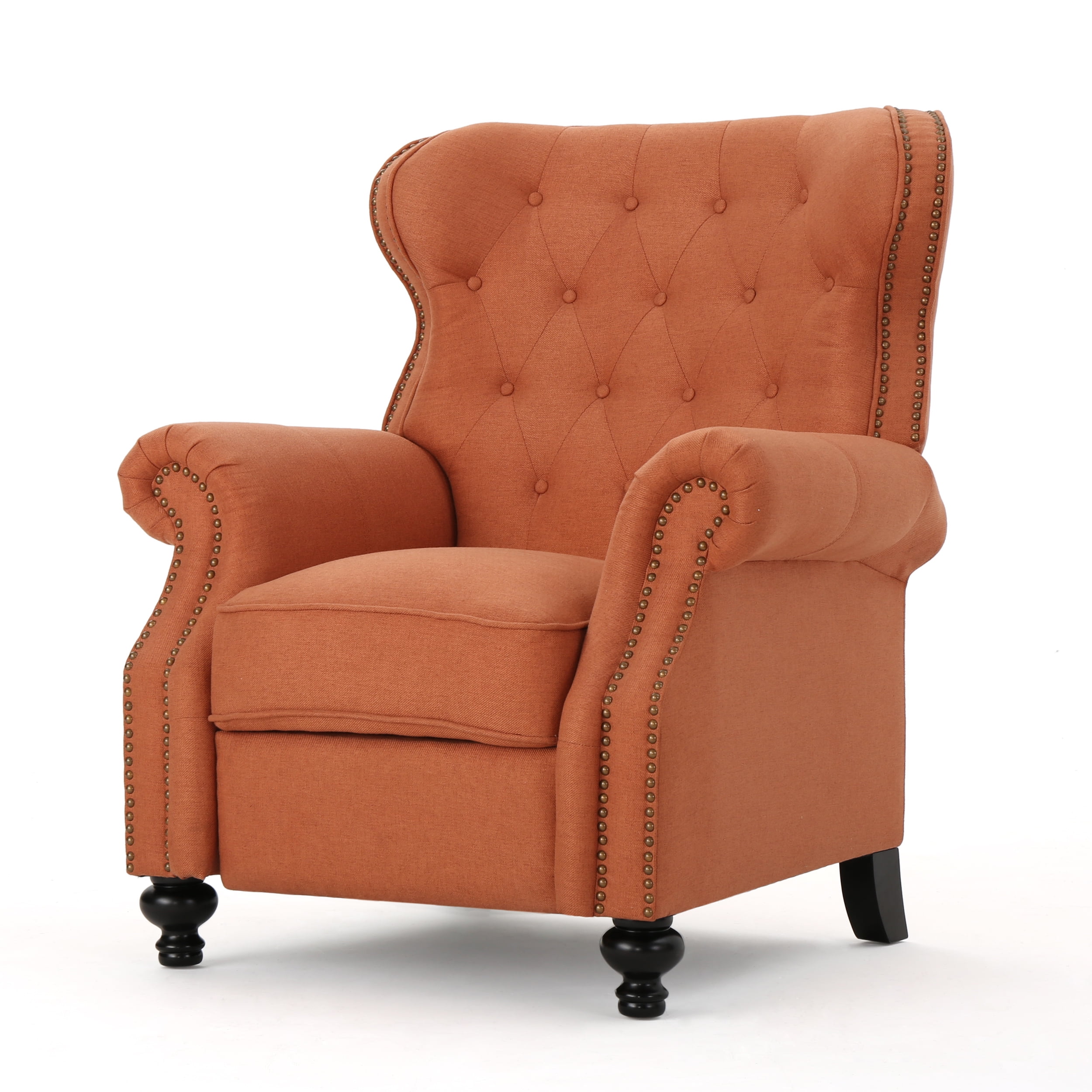 orange fabric recliner