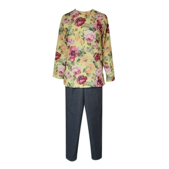 Adaptive Back-Snap Fleece Pant Set - Yellow Floral