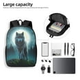 thumbnail image 4 of Uemuo Wolf Printed Durable 17-inch Student Backpack - Lightweight, Waterproof, Adjustable Straps, Ideal for School, Work, Travel, 4 of 5