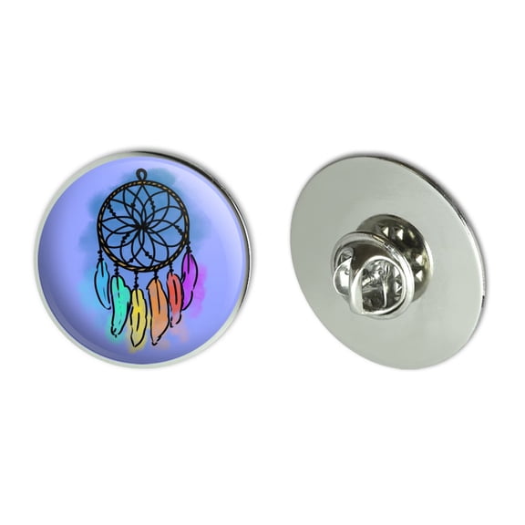 Dream Catcher with Rainbow Feathers Watercolor Sketch Metal 1.1" Tie Tack Hat Lapel Pin Pinback