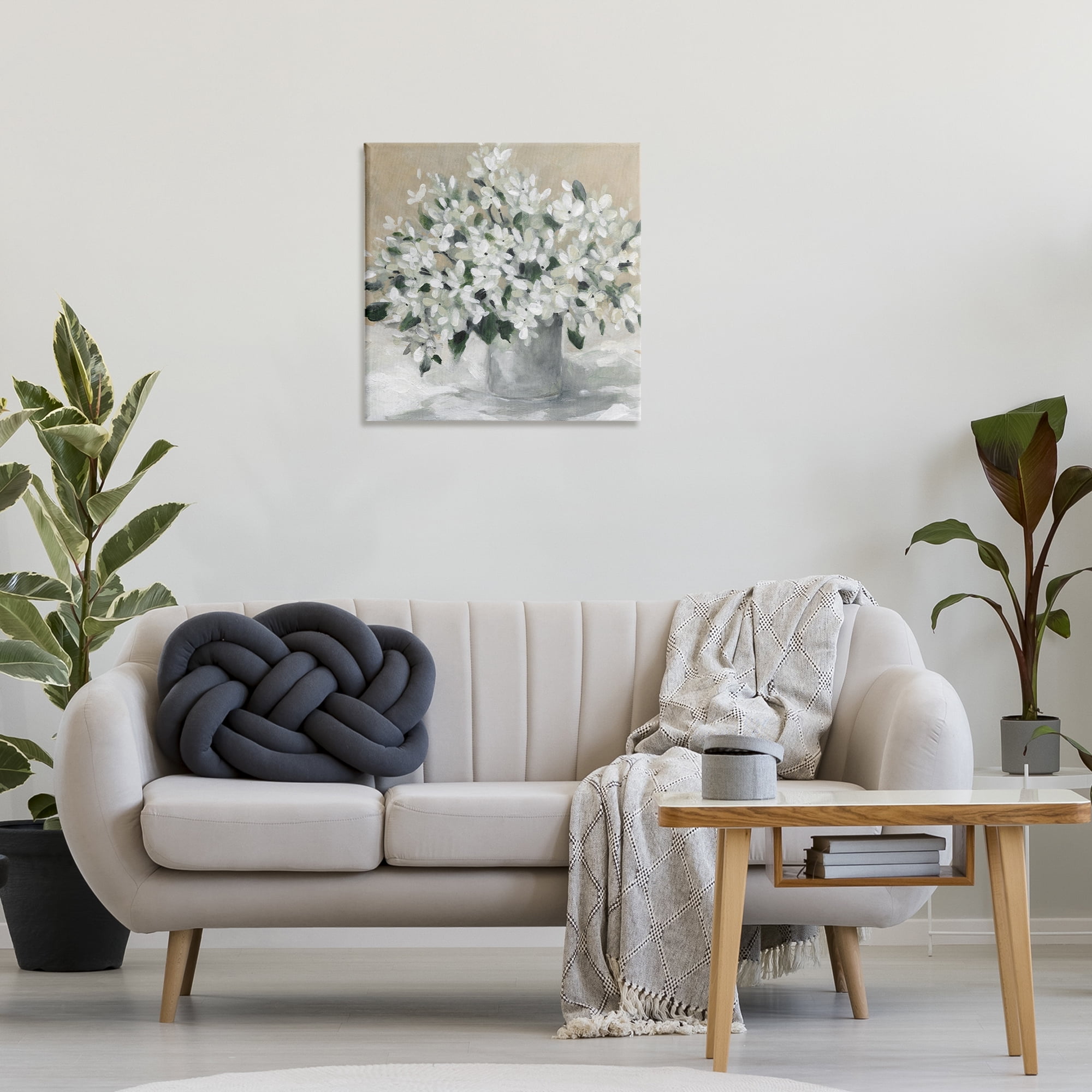 Stupell Industries Potted White Blooms Botanical & Floral Painting Gallery Wrapped Canvas Art Print Wall Art, 24 x 24