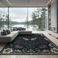 thumbnail image 2 of ODIKA 8'x10' Washable Area Rug Gothic Moth Design With Botanical Vine Symmetry Accents Witchy Floral Refined for Dining Room, Large Office, Lounge, Non-Slip Chair-Friendly Mat, 2 of 7