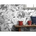 thumbnail image 3 of GK Wall Design  Charcoal Flower Monochrome Peony Peel&Stick Wallpaper H:114"  x W:204", 3 of 4