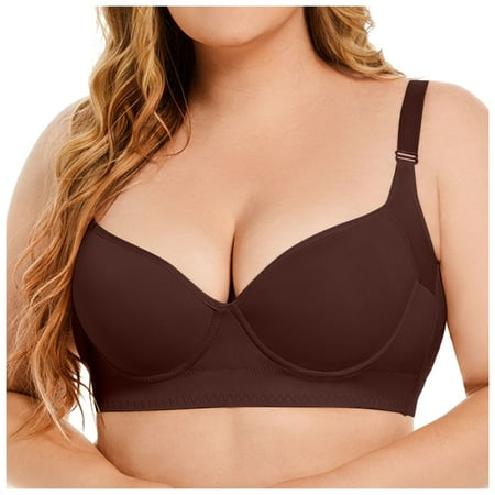 BYHONG Sexy Lingerie Women s Side Push Up Bra Deep V Bra Full Coverage Supportive Seamless Comfortable Bra Brown 40