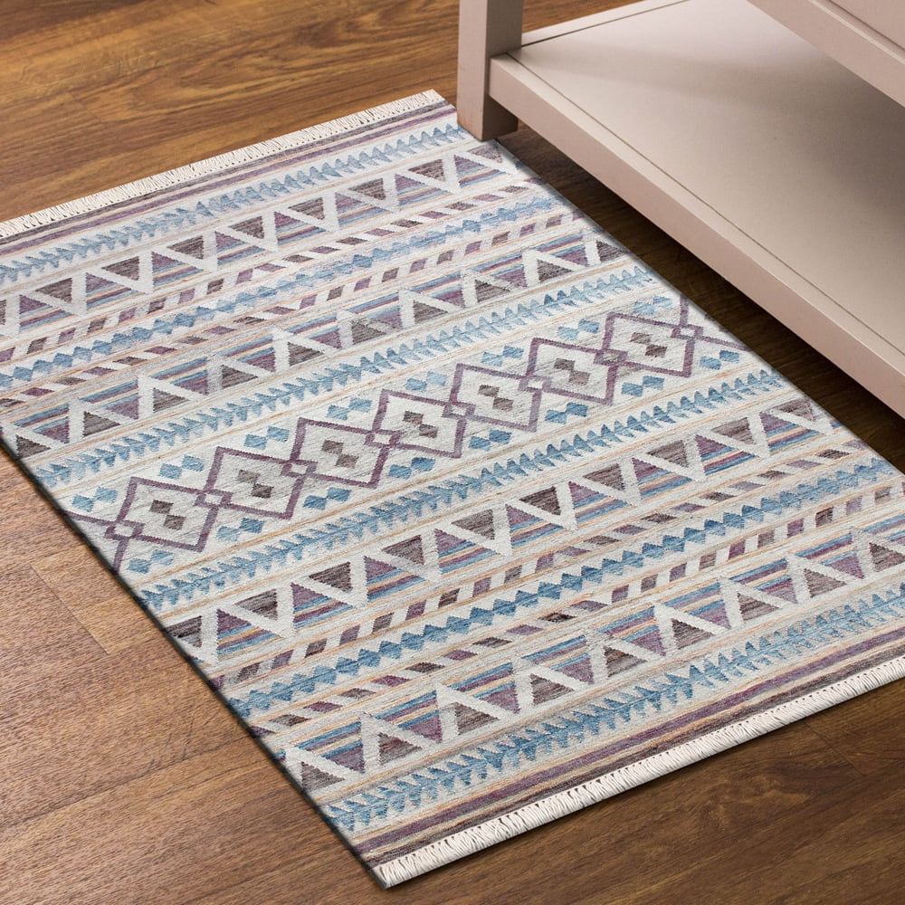 Laddha Home Designs 2' x 3' Handwoven Diamond Cotton Area Throw Rug - Gray and Tan