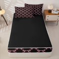 thumbnail image 4 of Homewish Black Pink Bowknot Kid Zipper Twin Comforter Sets with Fitted Sheet and 2 Pillowcases, Kawaii Cartoon Ribbon Zipper Bedding Set, Black Reversible, 4pcs, 4 of 6