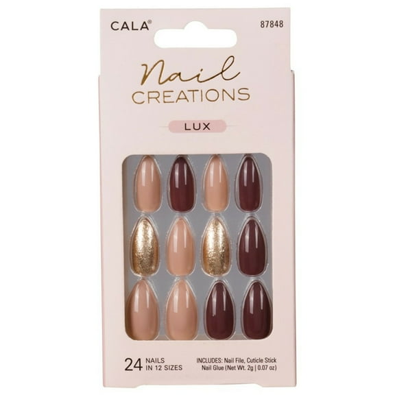 Cala NAIL CREATIONS - STILETTO WARM BROWNS - 24 PC NAIL KIT