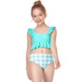 thumbnail image 5 of Fesfesfes Baby Girls' Summer Ruffle Solid Color Plaid Split Swimsuit Children's Sleevless Swimwear for Family Vacations and Sunny Days 2-12Years(Mint Green,2-4 Years), 5 of 9