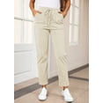 thumbnail image 6 of Eytino Corduroy Pants for Women Casual Drawstring Pants Elastic Waist Pants with Pockets Loose Comfy Trousers White XL, 6 of 10