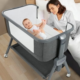 Cowiewie Safe Mesh Baby Bassinet Portable Bedside with Wheels Storage Travel Bag for 0 6 Months Gray Walmart