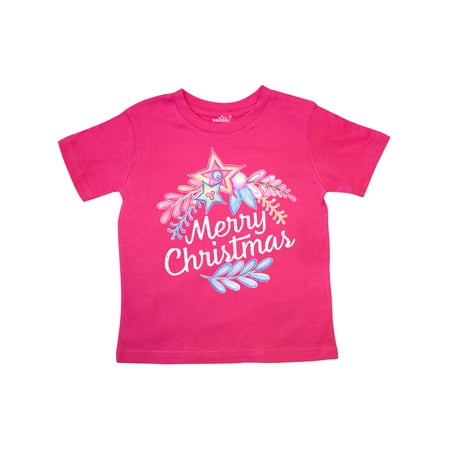 

Inktastic Merry Christmas Pink and Blue Flowers Gift Toddler Boy or Toddler Girl T-Shirt
