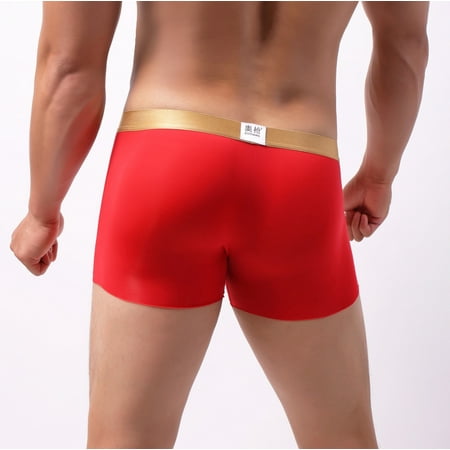 

nsendm Ice Men s Silk Pants Underwear Comfortable Fashionable Breathable Seamless Boxer And Lingerie Set Underwear Red X-Large