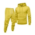 thumbnail image 6 of QHRMKOG Mens Track Suits 2 Piece Set Active Fit Full Length Sleeve Hoohed Sweatshirt and Sweatpants Solid Color Sweatsuits with Pockets Fashion Outfit Yellow M, 6 of 6