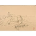 thumbnail image 2 of Jacques-Raymond Brascassat 14x11 Black Ornate Wood Framed Double Matted Museum Art Print Titled: Norman Landscape with Barrier, 2 of 5