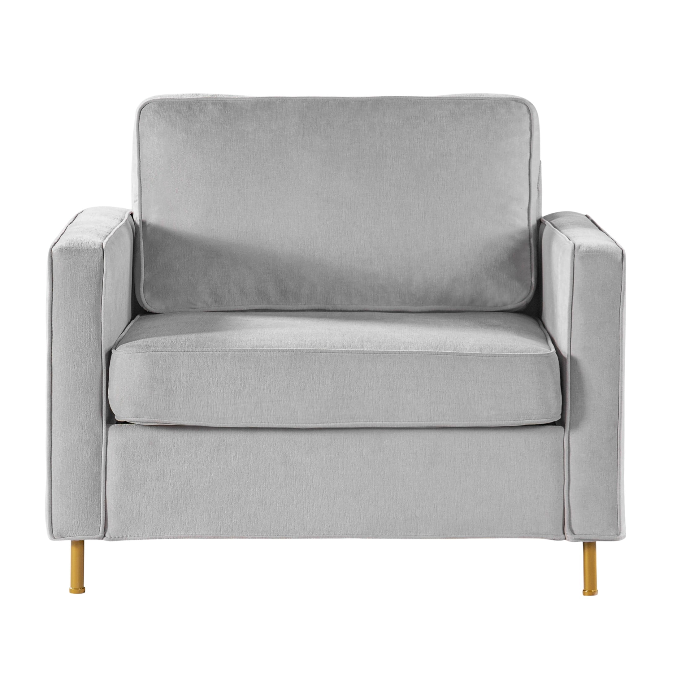 Christopher Knight Home Modern Chenille Upholstered Single Sofa with Square Arms, Pillow Back, Light Gray