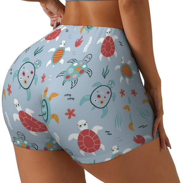Fotbe Sea Turtle Shorts Sin Costuras – Shorts Deportivos de Cintura Alta para Mujer, Elásticos para Gimnasio, Yoga, Running o Ciclismo-Medium