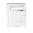 thumbnail image 3 of Ktaxon Fluted MDF Bathroom Floor Cabinet with Grille Single Door and Three Drawers, White, 3 of 11
