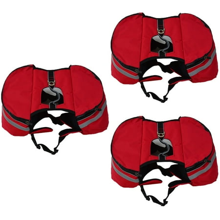 3 PCS Small Dog Saddle Bag Adjustable Backpack Straps Warning Travel
