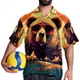 thumbnail image 4 of Vintage Bear Men's Short Sleeve Poplin Shirt, Casual Printed Button Down, Summer Beach Hawaiian Shirts, Unisex, 4 of 6