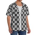 thumbnail image 2 of Logiee Checkerboard With Snowflake 1 Print Men's Button Down Shirts Short Sleeve, Summer Beach Shirts,Vacation Wedding Shirts,Men's Casual Button-Down Shirts with Pocket-XX-Large, 2 of 5