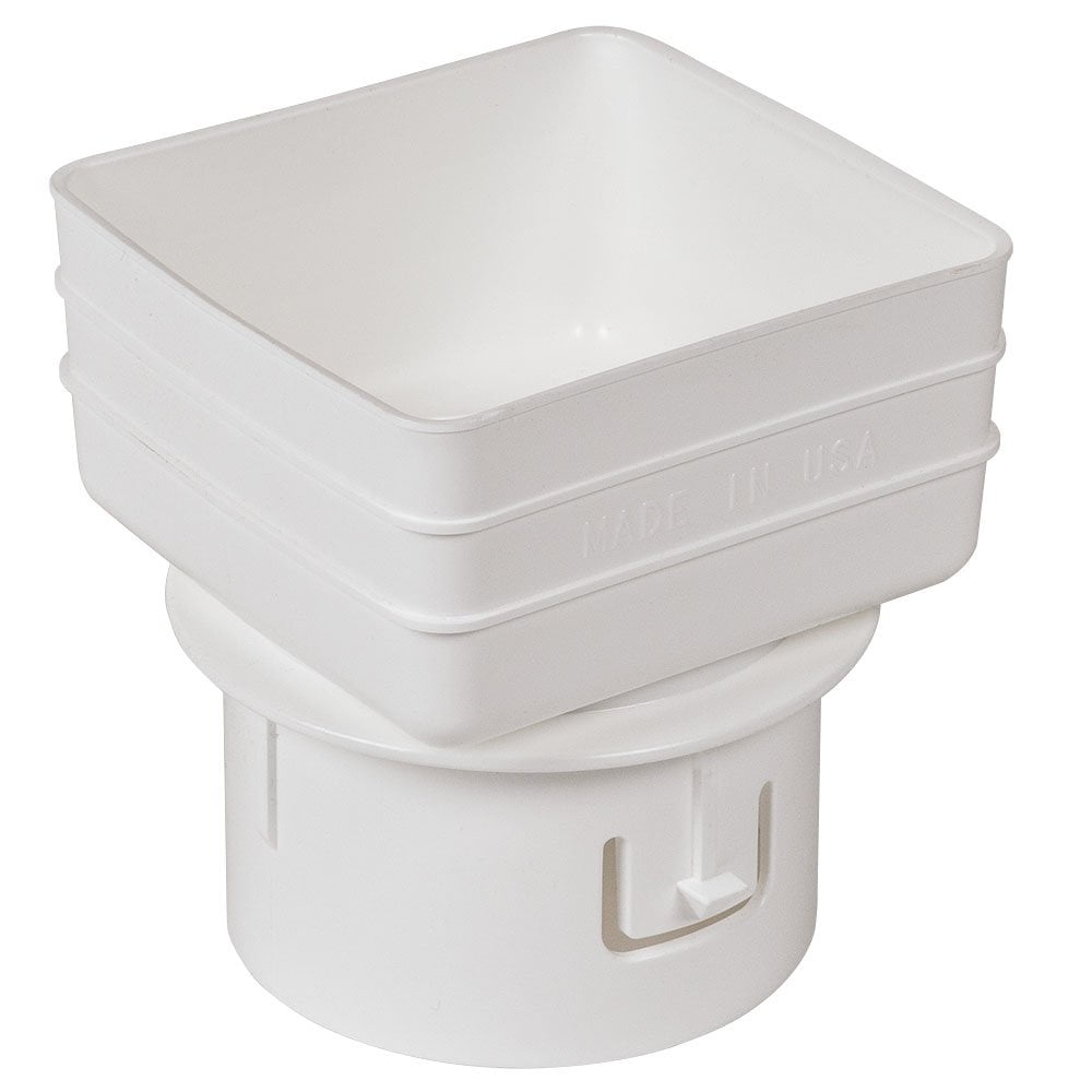 Plastic Universal Downspout to Drain Tile Adapter (4X4X4 WHITE)