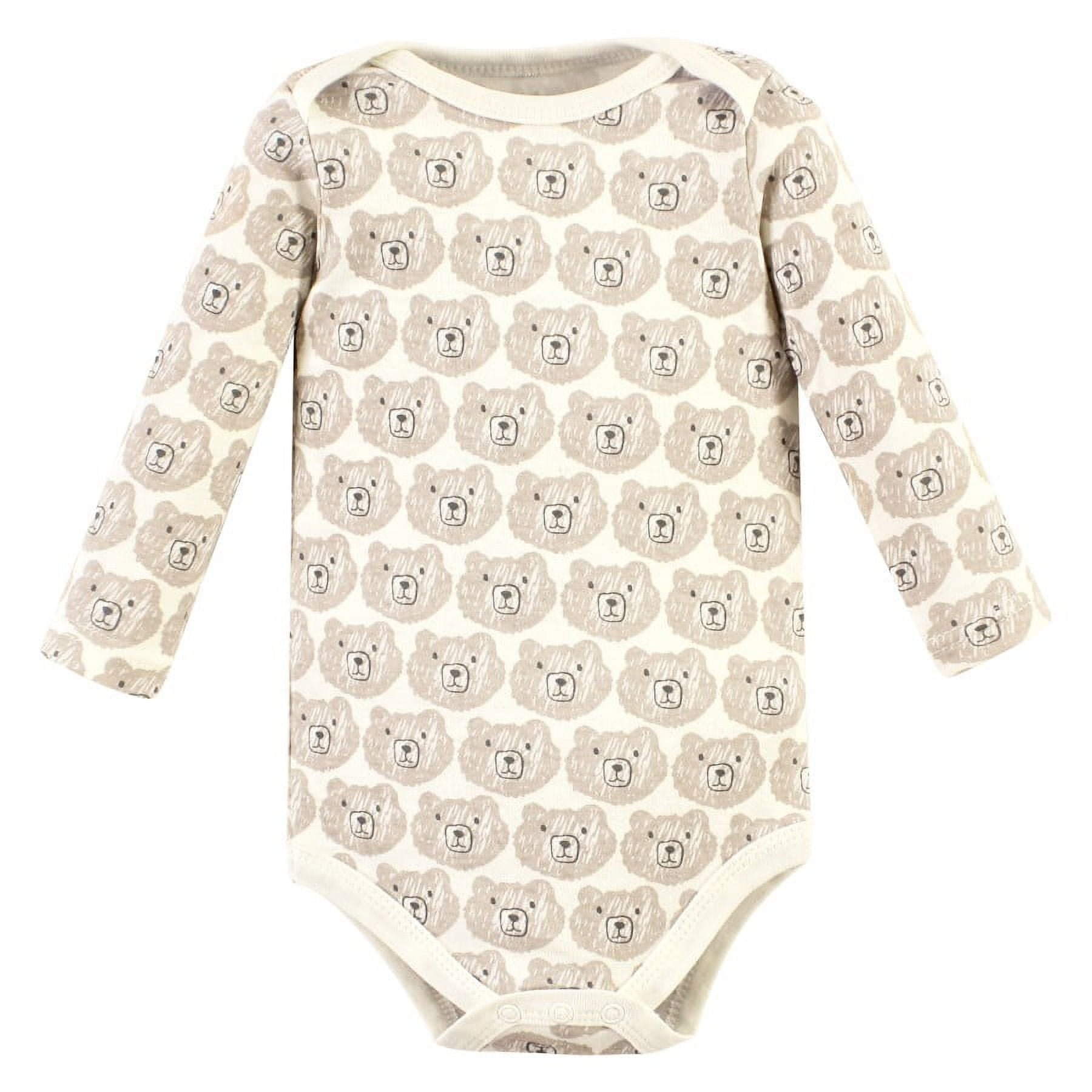 Hudson Baby Cotton Long-Sleeve Bodysuits, Snuggle Bear 5 Pack, Preemie