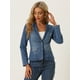thumbnail image 2 of Chaqueta Vaquera con Solapa para Mujer Chaqueta de Mezclilla de Trabajo con un Botón de Manga Larga Azul L, 2 of 6