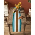thumbnail image 5 of ERUNPONLY Modern Brown Teal Table Runner - 72 Inch Long Boho Contemporary Geometric Striped Cotton and Linen Blended Dress Scarves Farmhouse Table Runner for Kitchen Dining, Coffee Table, 16" x 72", 5 of 8
