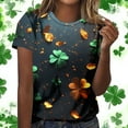 thumbnail image 4 of Njagoc3 Women's Rainbow Color Shamrock All-Over Print Crew Neck Short-Sleeve T-Shirt - Vibrant St. Patrick's Day Festival Wear, 4 of 6