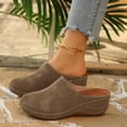 thumbnail image 6 of HomeDM Women's Close Toe Wedge Sandals Slip On Comfort Mules Summer Casual Walking Shoes, Khaki Size 9, 6 of 9
