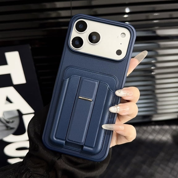 Slim Fit for iPhone 16 Plus Case with Card Slot & Kickstand, Stylish Matte Shockproof Military-Grade Protective TPU Ultra Slim Lightweight Phone Cover for iPhone 16 Plus, Darkblue