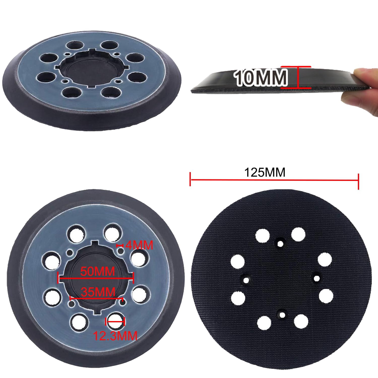 FRKSMD-2 Pack Sander Pad for Dewalt 5" 8 Hole Hook and Loop Orbital Sander Pad Replacement for DeWalt DWE6421 6421K DWE6423 6423K DCW210B Replace Part# DWE64233 & N329079 (4 Screw Holes)