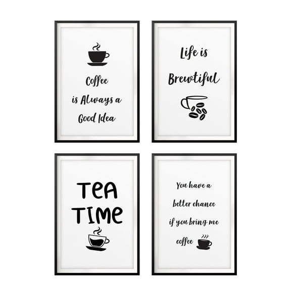 Designs ByLITA Tea & Coffee Appreciation 11 x 14" Wall Art UNFRAMED Print (4 Pack)