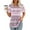 Pink, variant on Pleated Flowy Tunics for Women 2025 Summer Crew Neck Funny Pattern T-shirt Hide Belly Short Sleeve Blouses for Lounge