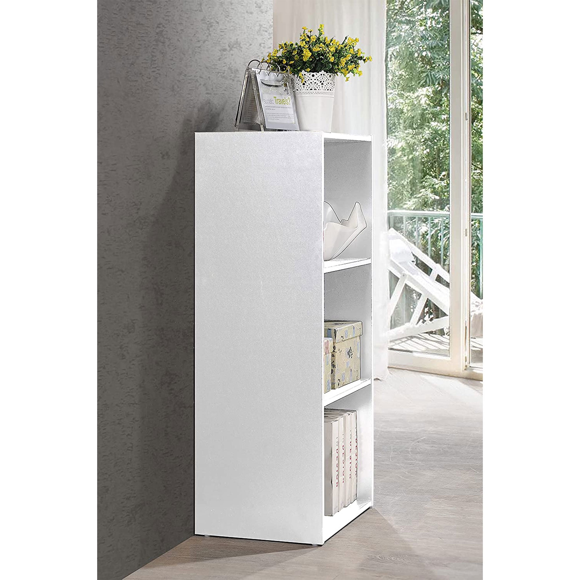 Hodedah 3-Shelf Bookcase, White