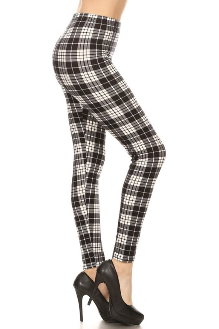 Black and white 2025 plaid leggings