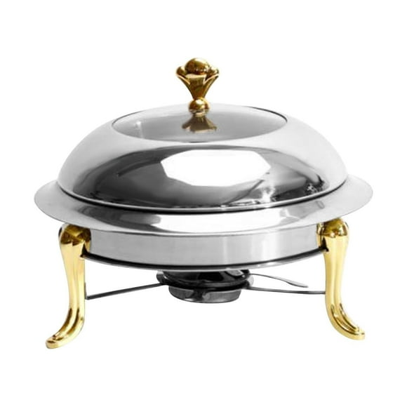 AMLESO Chafing Dish Food Warmer Serving Dishes Clear Lid Portable Hot Pot Alcohol Stove gold 20cm