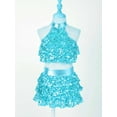 thumbnail image 3 of Haitryli Kids Girls Sequin Metallic Crop Top with Skirt Set Jazz Latin Dance Outfits 2 Piece Ballroom Dancewear Blue 7-8, 3 of 7