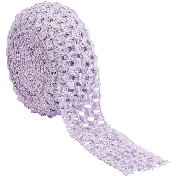1roll 5.5 Yards 1.6" Wide Elastic Crochet Headband Ribbon Polyester Crochet Stretch Trim Fabric for Hair Accessories Tube Top Hair Band Making Lilac