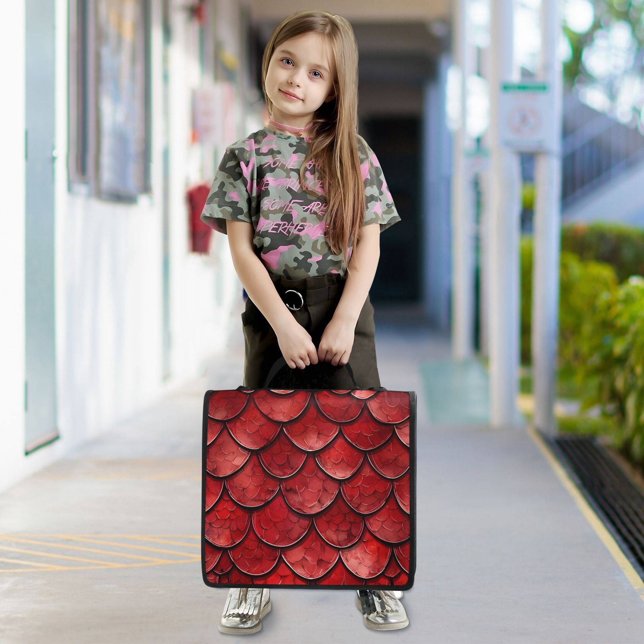 ALAZA Zipper Binder Dragon Scales Red 3 Ring Trapper Keeper File Folder Organizer Bag