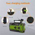 thumbnail image 6 of Emergency Weather Radio FM/AM/NOAA,Portable Hand Crank Radio,Flashlight ,Solar Powered 4000mAh for Outdoor Camping B,Green, 6 of 6